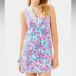 EUC Lilly Pulitzer Harper Shift Dress. Cosmic Coral Cracked Up. Size Small. $198